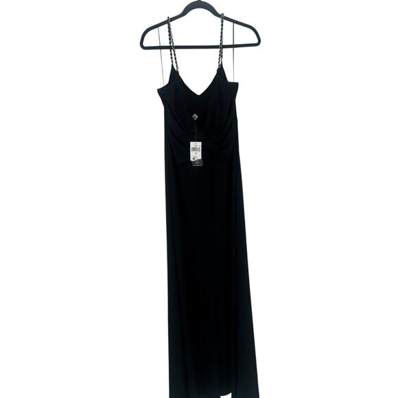 Lauren Ralph Lauren Chain Strap Twisted Jersey Gown Sleeveless Black Size 12 NWT - Picture 13 of 14